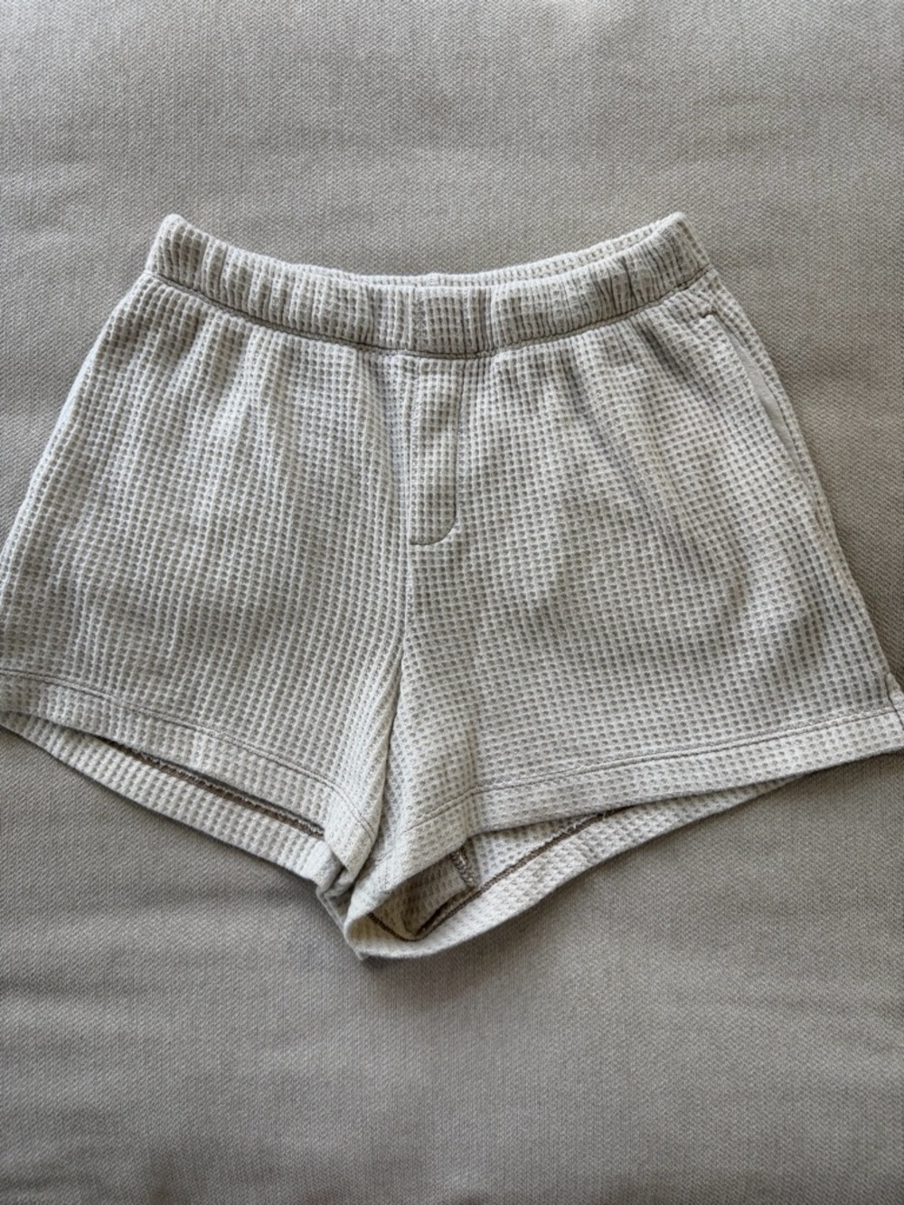 Aerie Cream Waffle Knit Shorts
